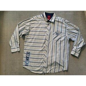 Def Jam University Men's XXL Long Sleeve Button Down Pin Striped Shirt Collar